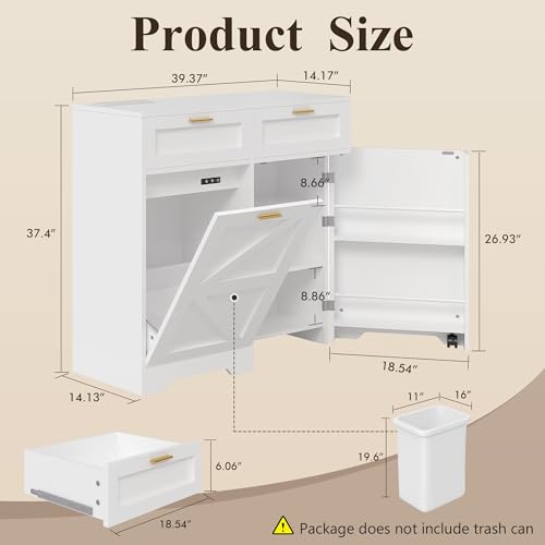 VECELO Tilt Out Trash Can Cabinet for Kitchen Living Room with Charging Station
| VECELO Pet Proof Kitchen Garbage Cabi