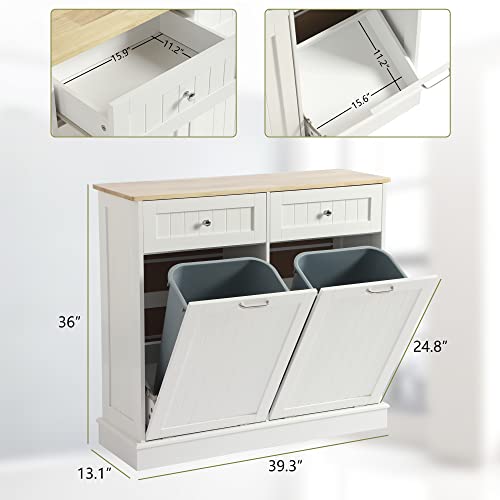 White Tilt Out Trash Can Cabinet with Double Wood Hidden Holder for Kitchen Use
| Dog Proof Kitchen Free Standing Recyc