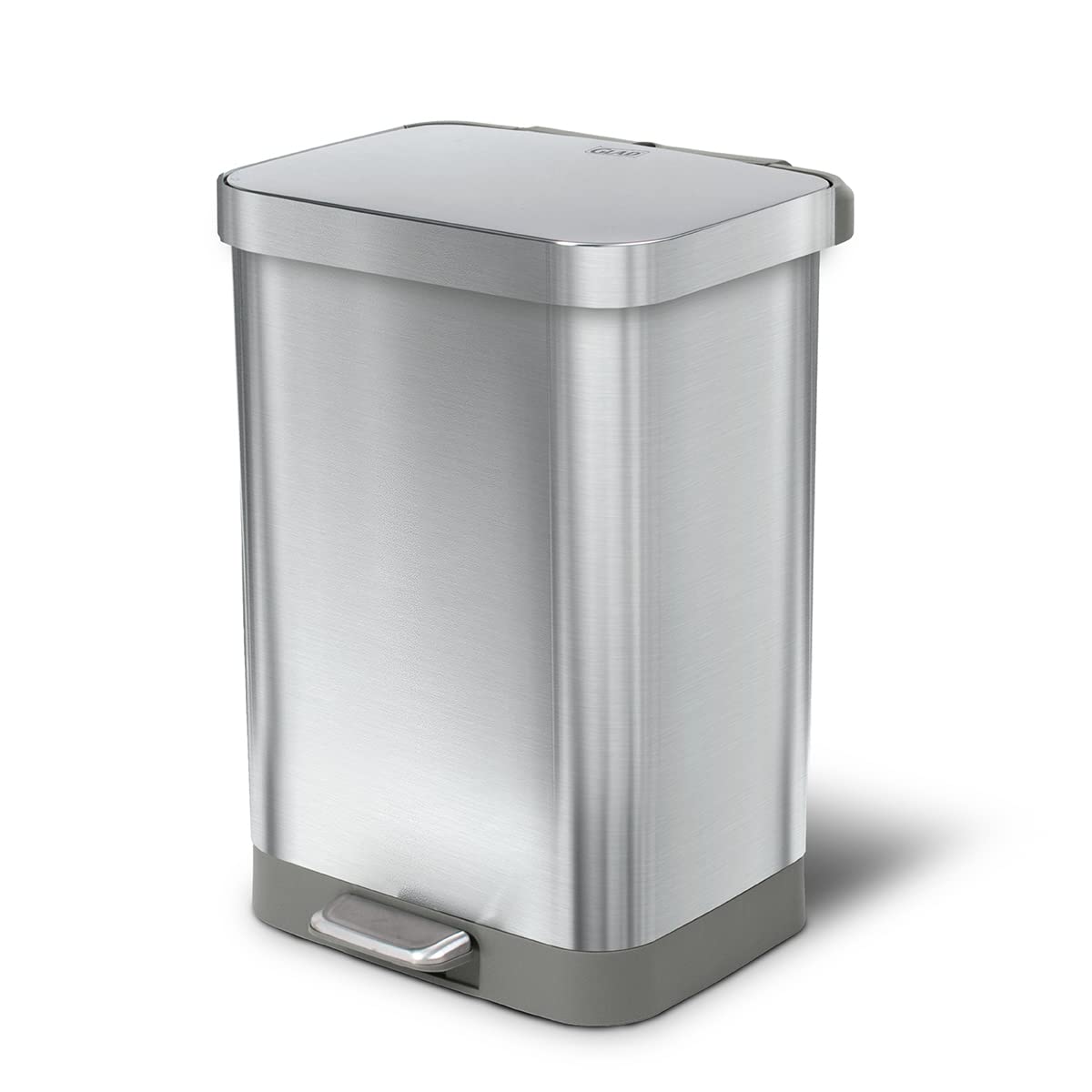 Glad Stainless Steel Step Trash Can with Clorox Odor Protection | Large Metal Kitchen Garbage Bin, 13 Gallon, All Stainl