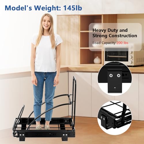 ANASTA 50Qt Under Cabinet Trash Can, 7-13Gal Cabinet Garbage Bin with Door Connector & Glass Handle (Black)  
ANASTA Und