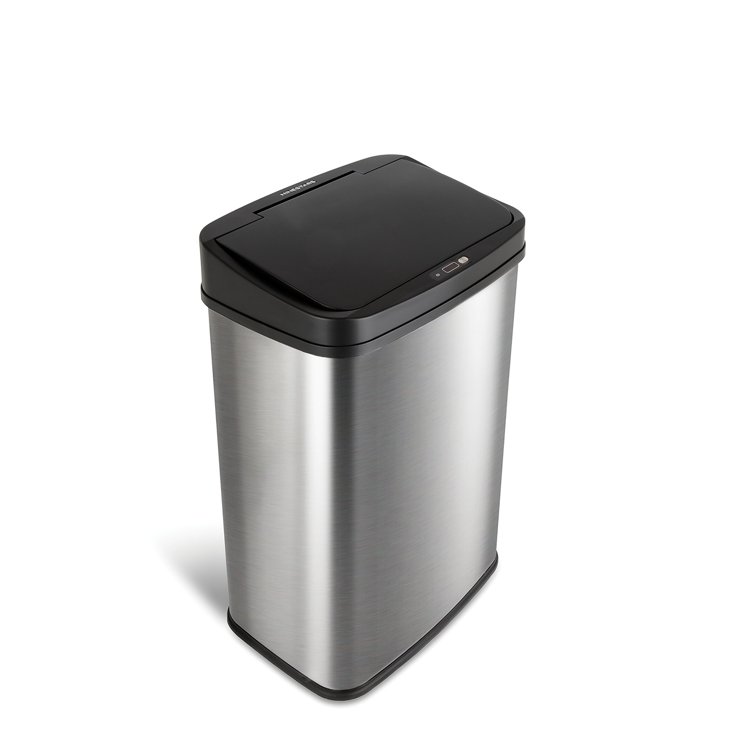 NINESTARS Automatic Touchless Motion Sensor Trash Can for Kitchen, 13 Gallon, Black Trim