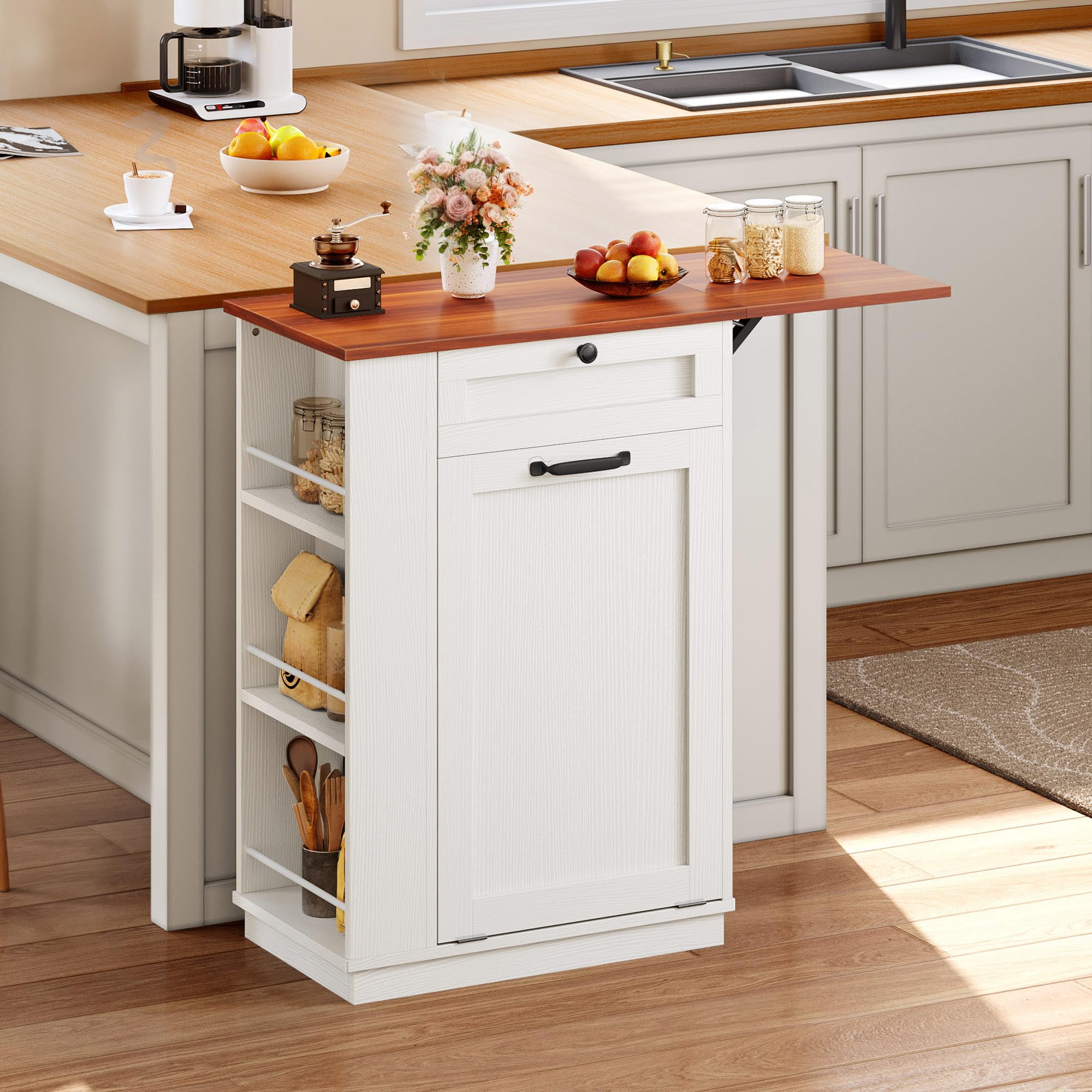 YITAHOME 10 Gallons Tilt Out Trash Can for Small Kitchen Island
| Freestanding Hidden Garbage Bin Cabinet for Kitchen I